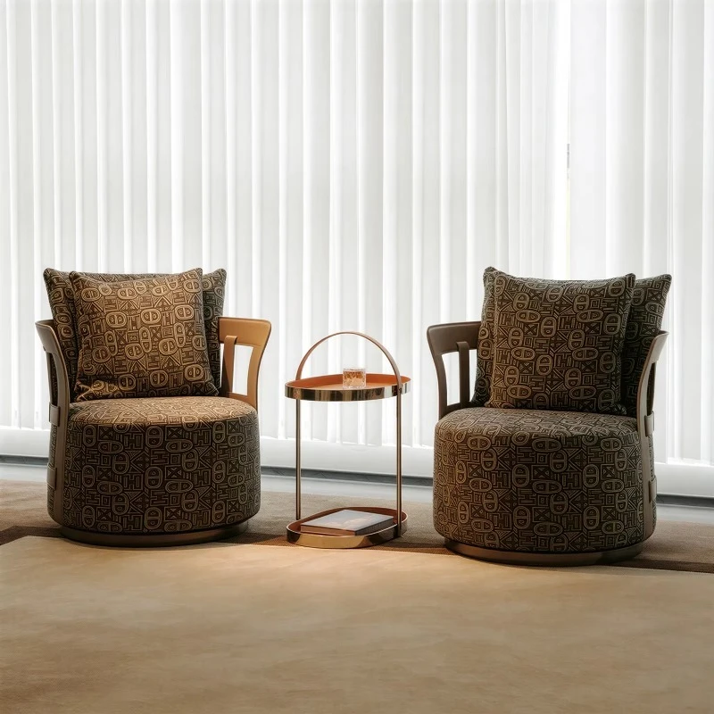 Modern decorative rotating armchair geometric jacquard fabric single seat