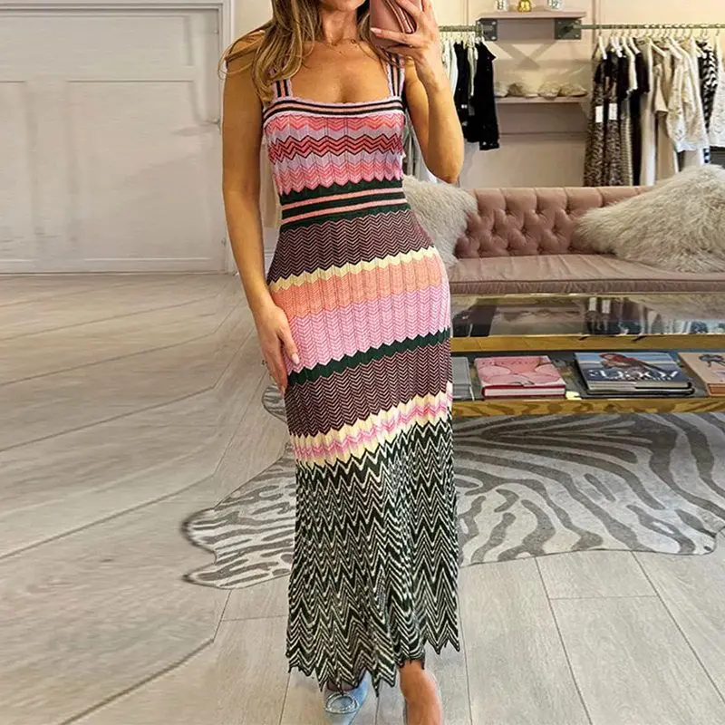 

Spring Summer 2025 Knitted Strapless Midi Dress Women's Fashionable Name Lady Style No-Sleeve Wrap around Gown Double Button