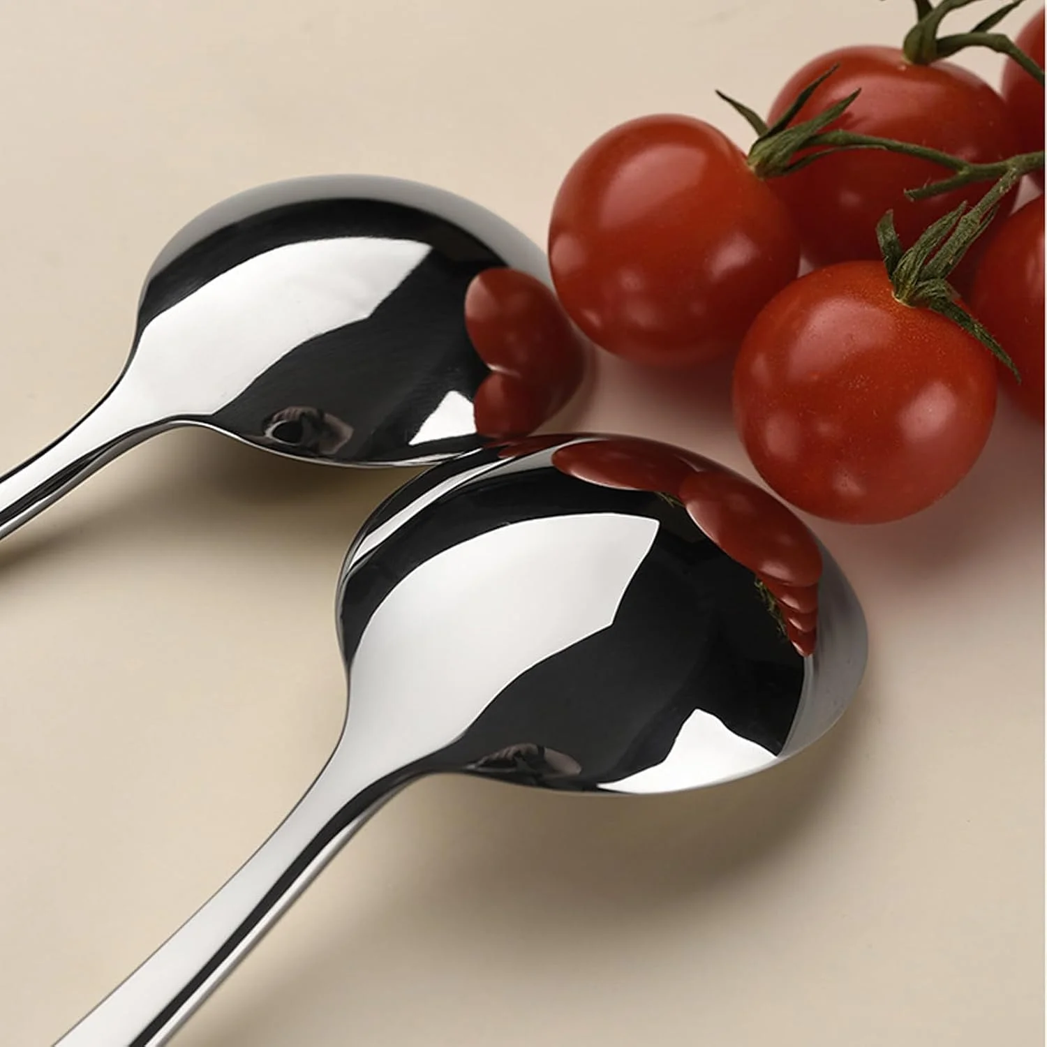 Stainless Steel Soup Spoons, 7.6Inch Large Round Bouillion spoons,  Polishing, Dishwasher Safe (4-Piece)