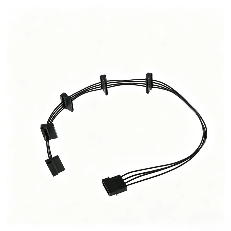1 Pcs 4Pin IDE Molex 1 to 5 SATA Power Splitter Cable 18AWG Black 50cm For PC Server Hard Drive HDD Extension Adapter Cord