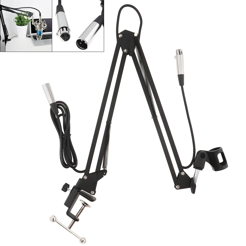 

CY-35 Metal Adjustable 31.5"/80cm Studio Recording Microphone Arm Stand with Mic Clip+Table Mounting Clamp+2.5m XRL Audio Cable