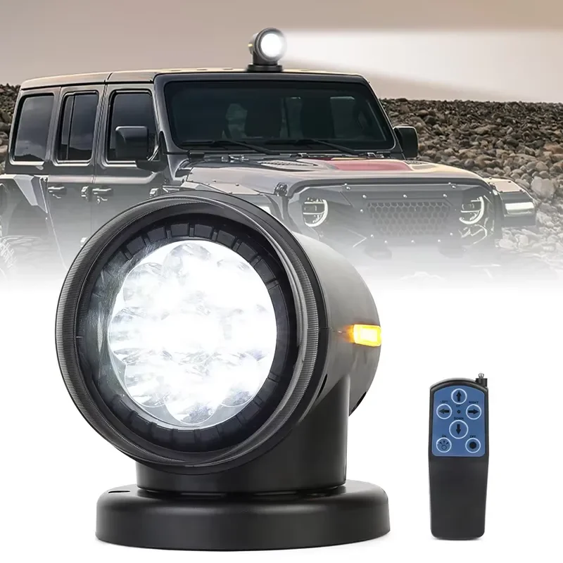 360 Rotating 45W LED Spot Search Light Remote Control Marine Searchlight for Boat SUV Off-road Trucks