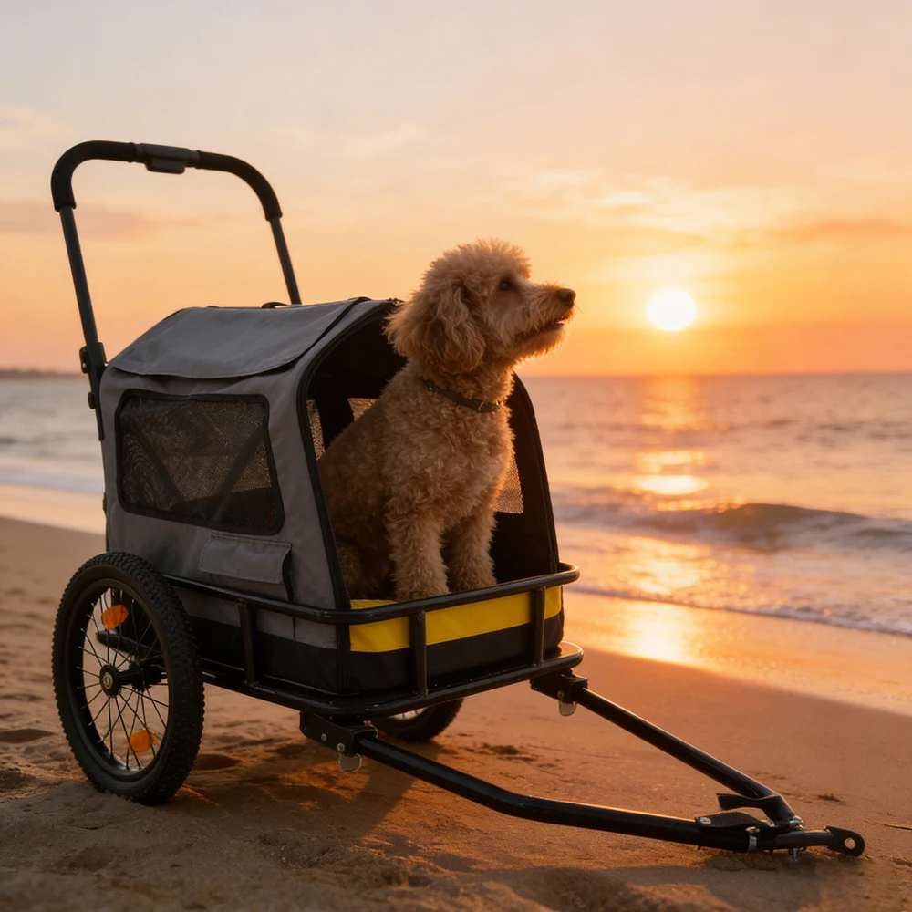 Dog Bike Trailer Large Pets 60kg Capacity Foldable Pet Dog Cart Bicycle Carrier With Quick-Release Wheels Compact Storage