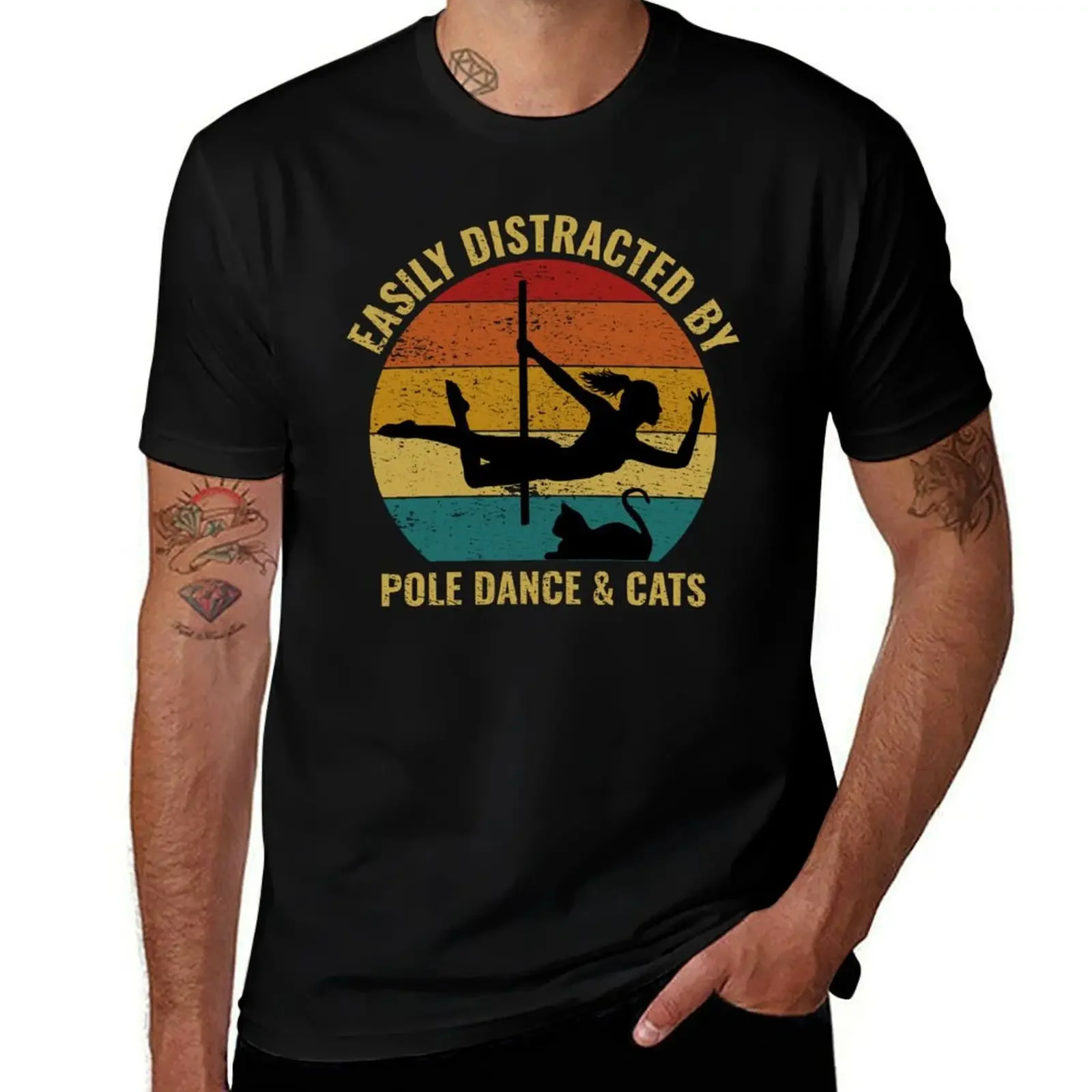 Pole Sport Dance Dancer Cats Vintage Retro T-Shirt anime t shirts Anime t-shirt Clothing clothes for men