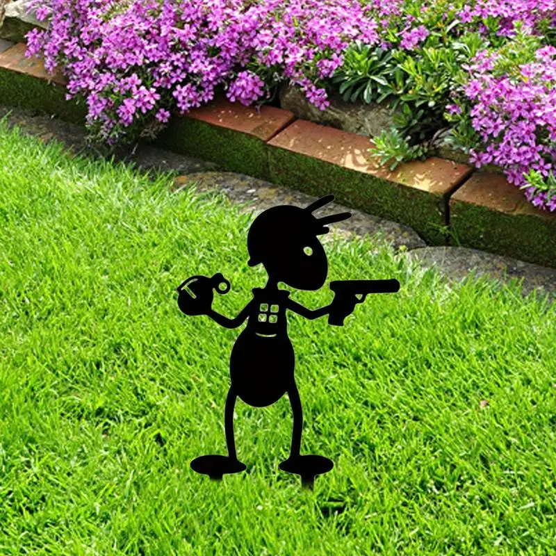 Garden Stakes For Outside Metal Ant Ornaments Potted Plants Ground Plug Stakes Lawn Decorations Stakes For Garden Farm Yard Lawn