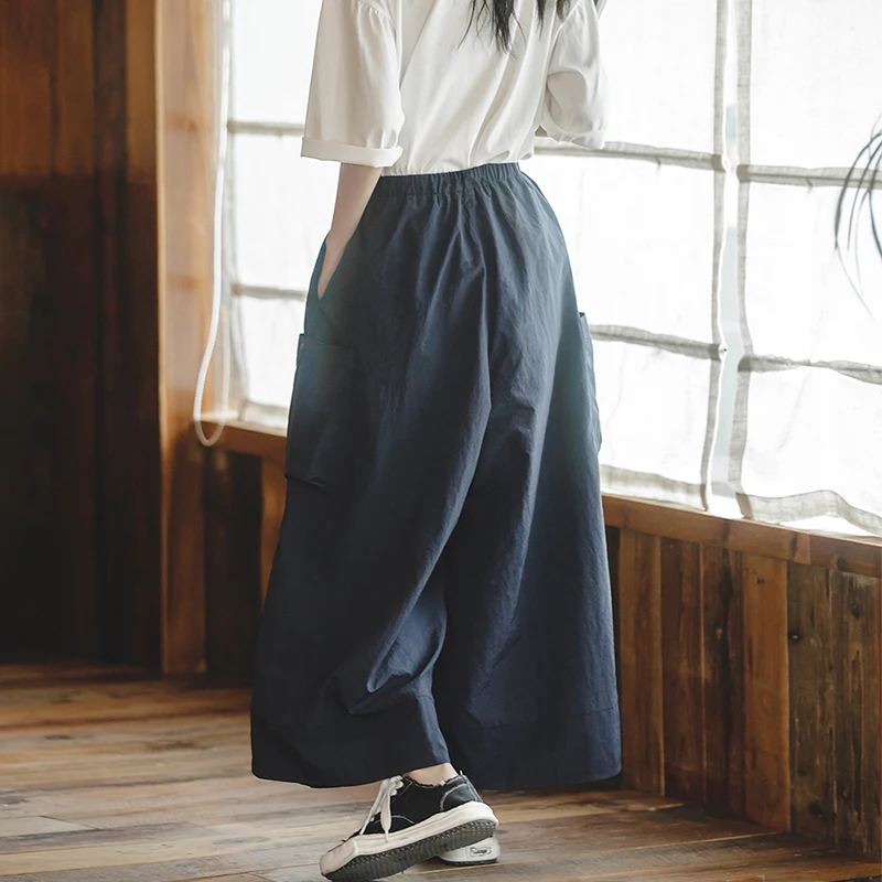 Maden Damen japanische lässige Cargo hose mit hoher Taille Baggy Pocket Hose mit weitem Bein 2023 Sommer Overs ize A-Linie Rock Culottes