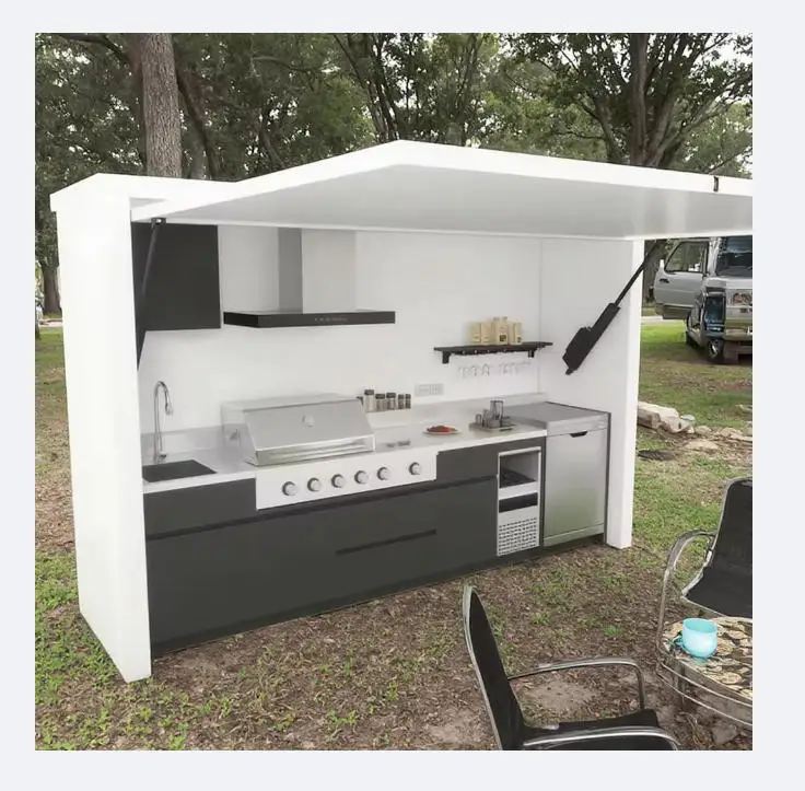 New custom waterproof outdoor kitchen BBQ BBQ garden/backyard stainless steel outdoor kitchen with shed