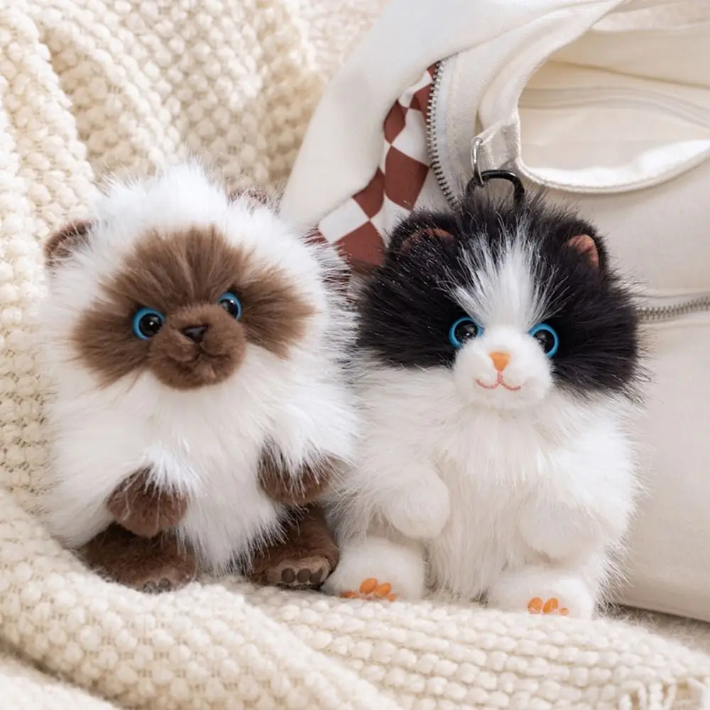 

Lovely PP Cotton Puppy Cat Plush Keychain Simulation Cat Cute Long Hair Cat Keyring Kawaii Soft Bag Pendant Gift
