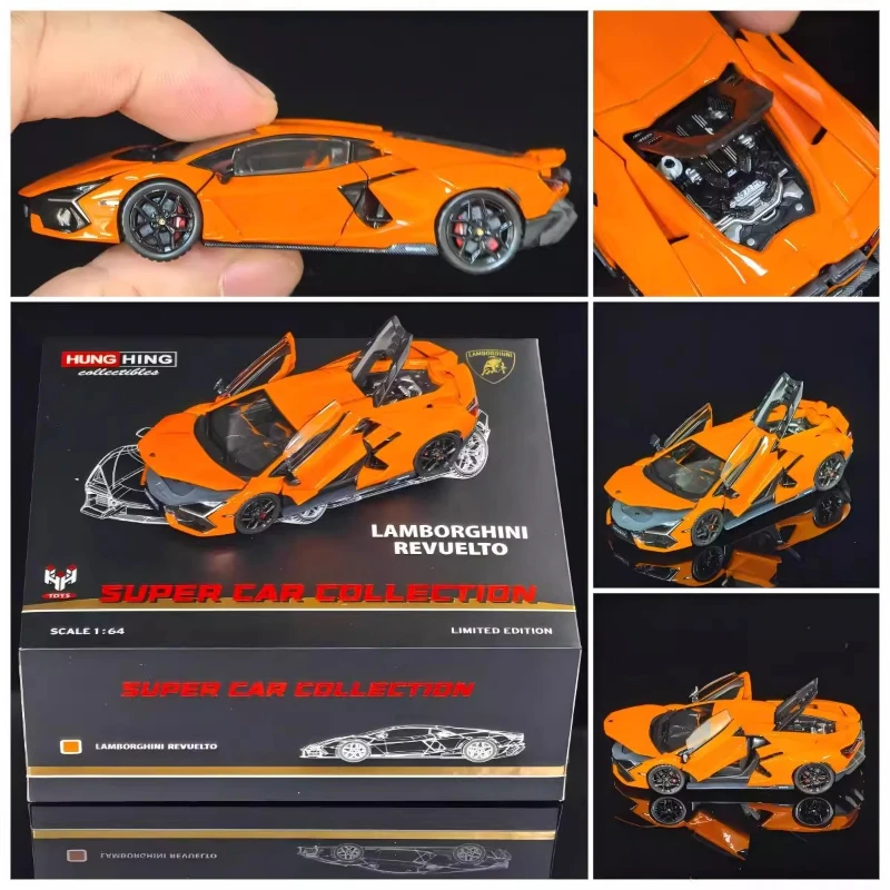1:64, Lamborghini Revuelto LB744, un modelo de coche de simulación en miniatura estática fundida a presión de aleación, para colección y exhibición de adultos.