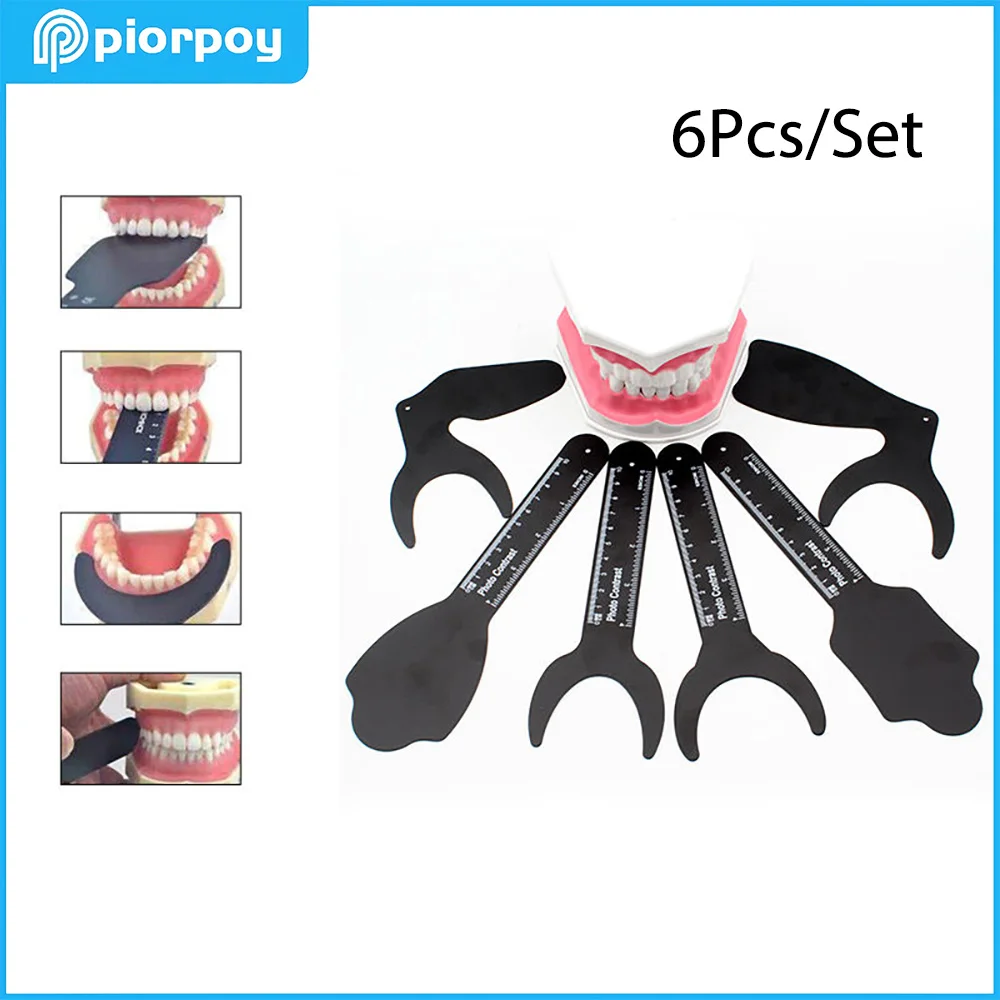 

PIORPOY 6Pcs Dental Autoclavable Photo Contrast Board Black Background Board Dental Photo Contrast Kit Palatal Photography