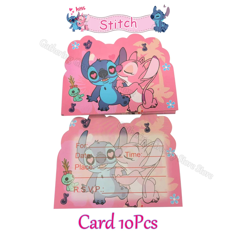 Stitch Cartoon Kids Boys Favors Birthday 1Pack Invitation Card Write Letters Party Supplies Kid Boy Favor Party Event Decoration