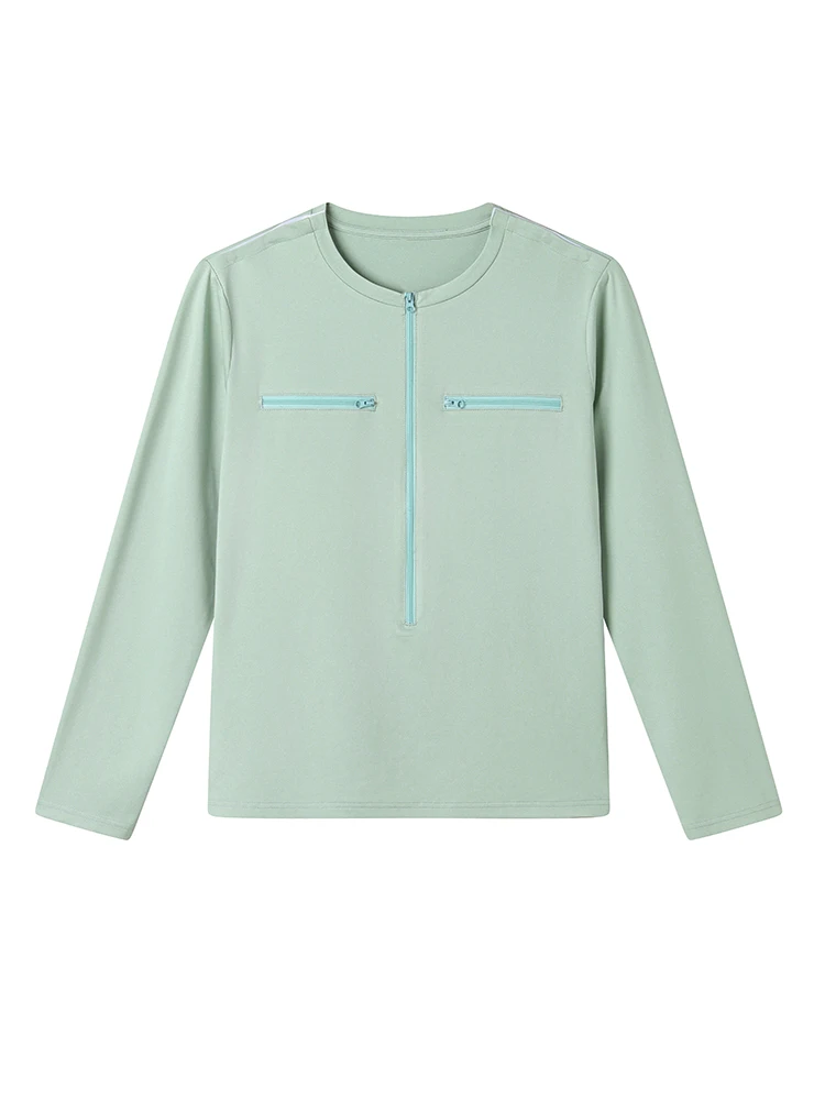 Kemeja Pemulihan Pasca Operasi Wanita Lengan Panjang Ritsleting Depan |   Akses Port Kemo Teratas |   Mastektomi, PICC, Pakaian Kanker Payudara