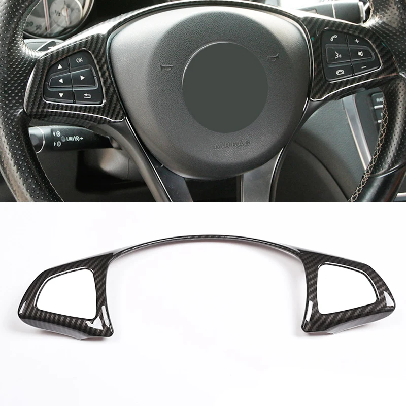 For Mercedes Benz C E W205 W213 GLC X253 Class Carbon Fiber ABS Car Steering Wheel Decoration Frame Trim Cover High Quality