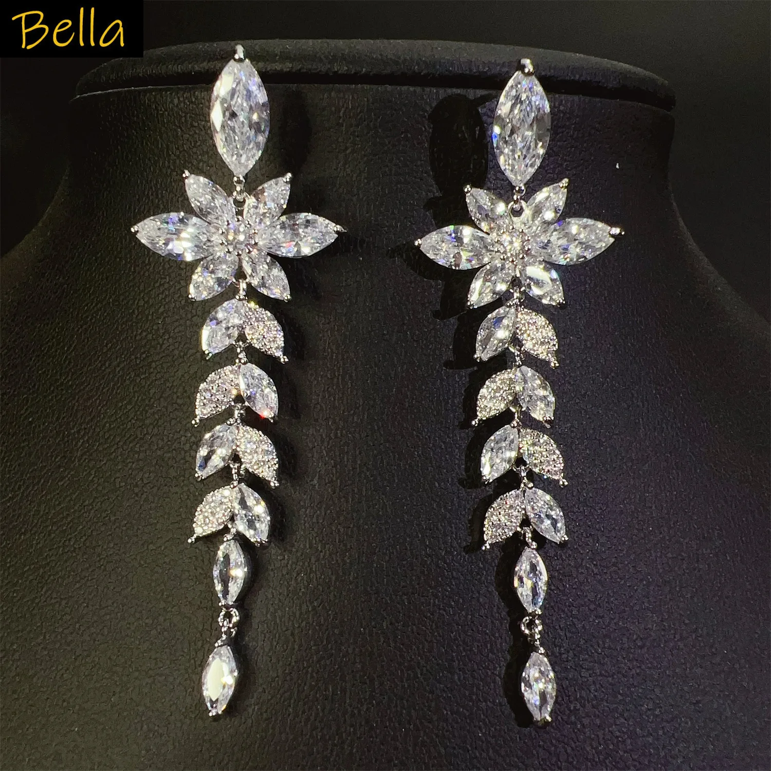 

Серьги-подвески с длинными листьями, серебро, золото, вечерние украшения, женские серьги, подарок