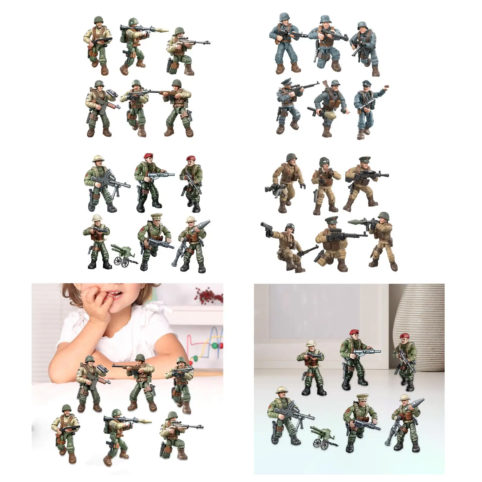 6 Pieces Miniature Soldiers Decorative Model Building Blocks Toys for Layout