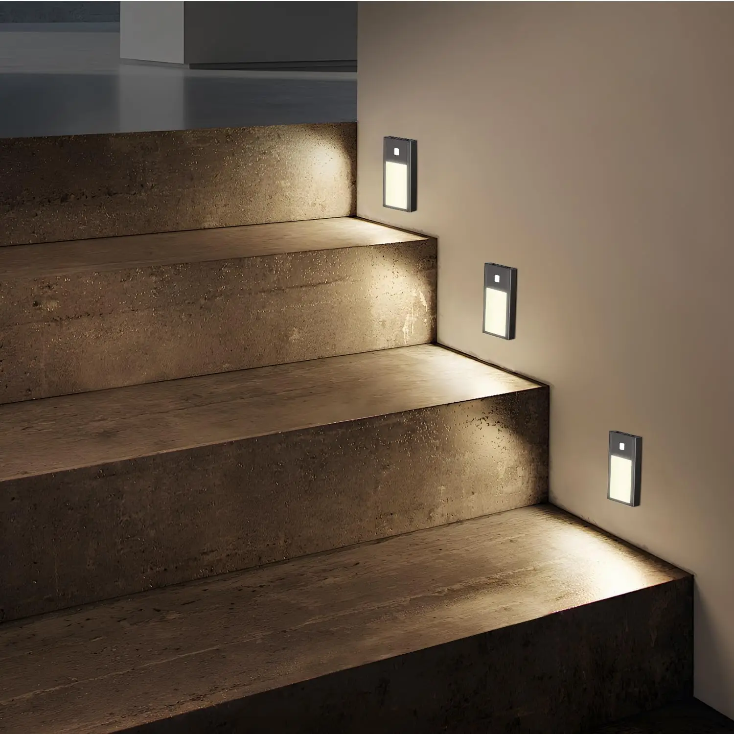 

Motion Sensor Night Light, Rechargeable LED with Magnetic Installation for Bedroom Hallway Stairs (6-Pack Black)