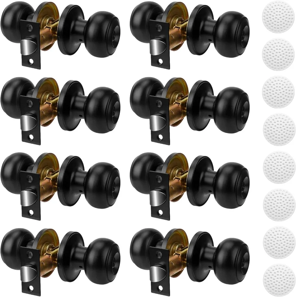 Door Knob, Privacy Interior Door Knobs with Lock and Deadbol, Matte Black Door Knob Locks Set (8)