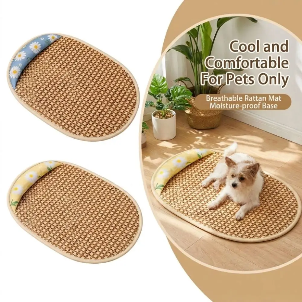 New Breathable Pet Cooling Mat Washable Cooling Gel Woven Cat Mat Woven Design Non-Slip Cat Bed Mat Sleeping Area