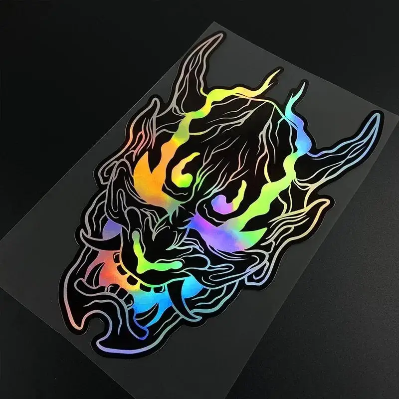 Japanese Hannya Oni Mask Waterproof Vinyl Sticker For Motorcycle Car Helmet Decal