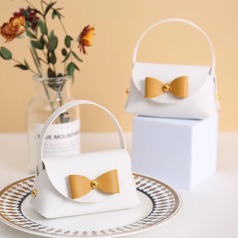 

Leather Gift Box, Folded Candy Handbag, Bow Tie, Lady Bags Packaging Boxes, Baby Shower Party Supplies, Wholesale, New