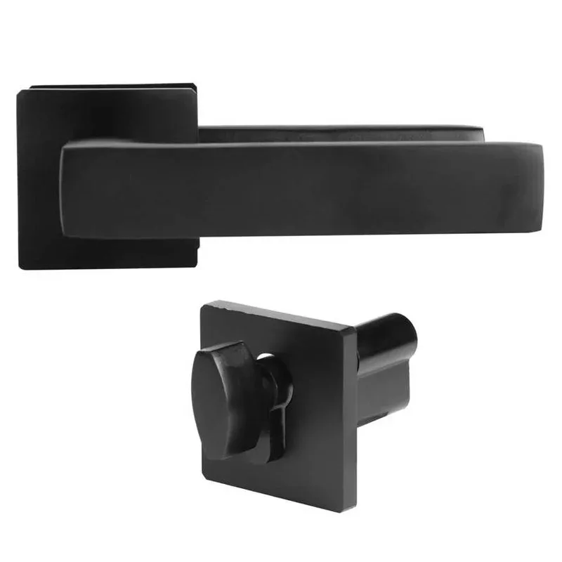 Simple Black Door Lock Cylinder Lever Handle Set Adjustable Left Right Home Security Bedroom Living Room Mute Door Handle Lock
