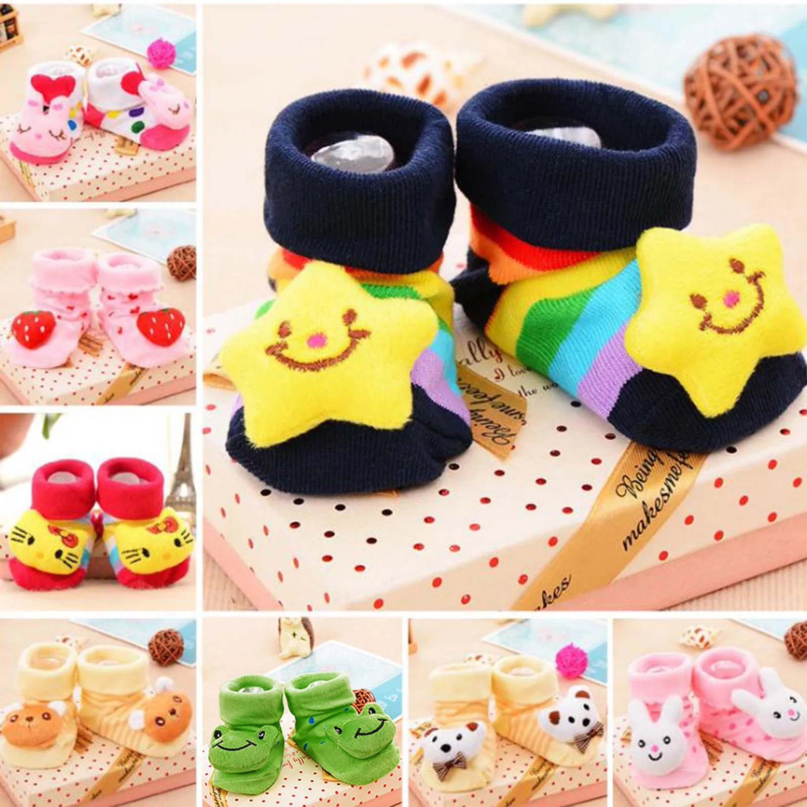 

Newborn Baby Girls Boys Socks Kawaii 3D Cartoon Non-Slip Soft Floor Socks Slipper Shoes Boots Baby Accessories для новорожденных