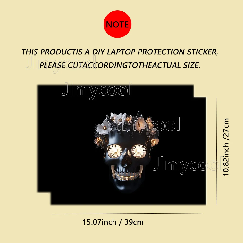 2Pieces Romantic Rose Skull Head Vinyl Laptop Sticker Self-adhesive Case for HP Lenovo Apple ASUS Easy To Install Waterproof