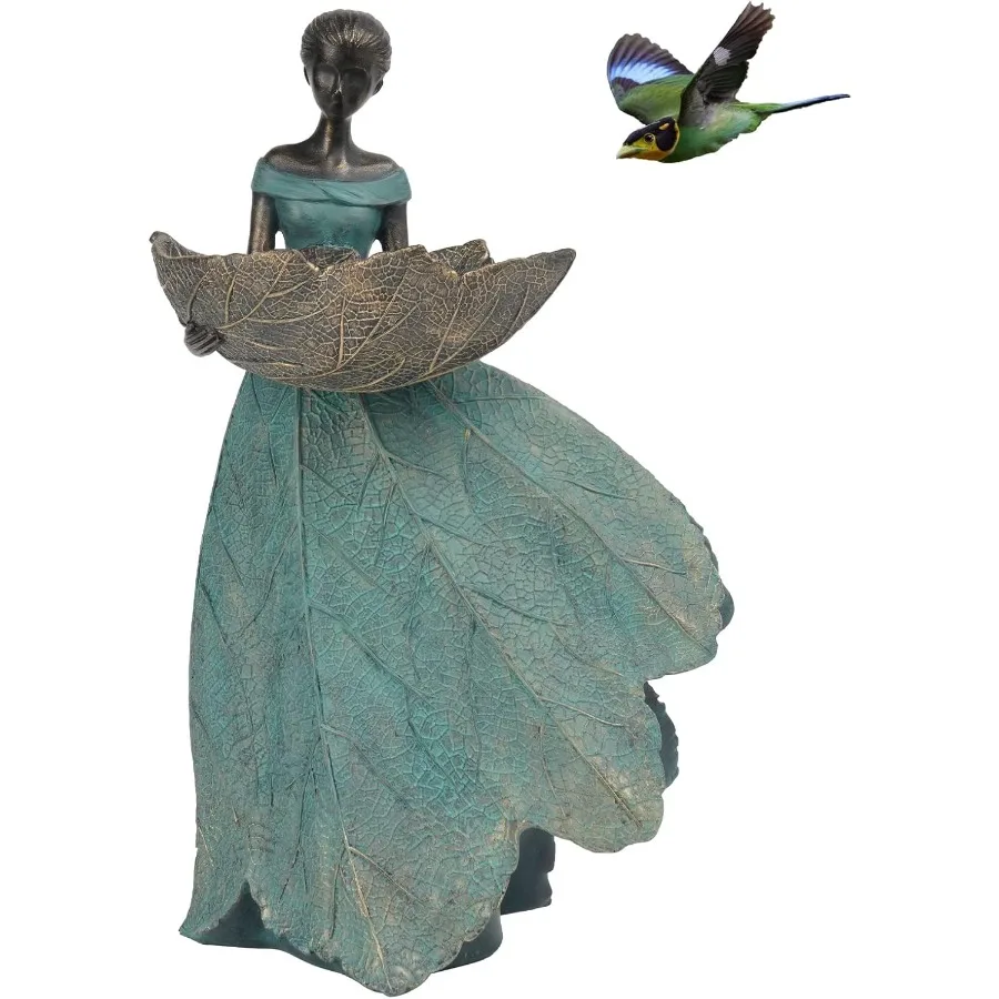 

Fairy Garden Statue Bird Feeder - 12 Inch Fairy Statue for Home Decoration Resin Outdoor Statues for Garden Decoration Best Bir