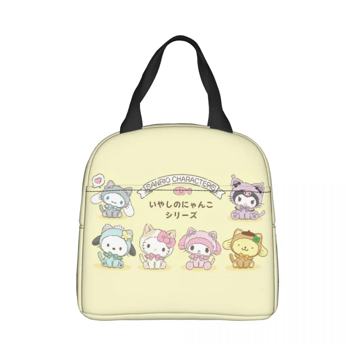 Hello Kitty Kuromi Kawaii Sanrio Anime Insulated Lunch Bag Portable Reusable Thermal Bag Tote Lunch Box School Travel Food Bag