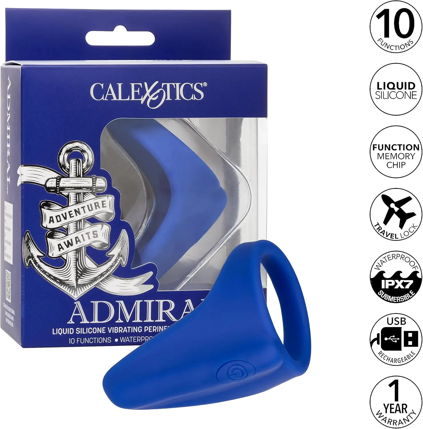 애드미럴 액체 실리콘 진동 회음부 마사지기 & 링, 페니스 링 전립선 마사지 진동기