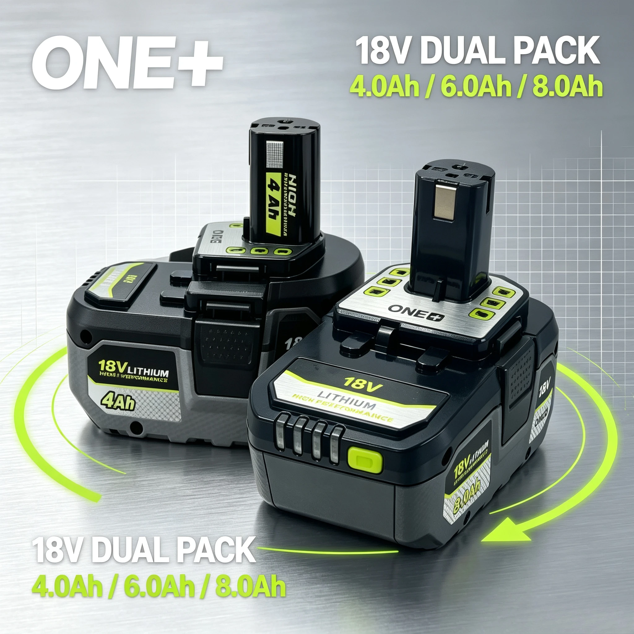 RYOBI ONE+ 18V P108 Li-ion Replacement Battery, Compatible PBP004 RB18L60 RB18L80, Leaf Vacuum Polisher Multi Cutter