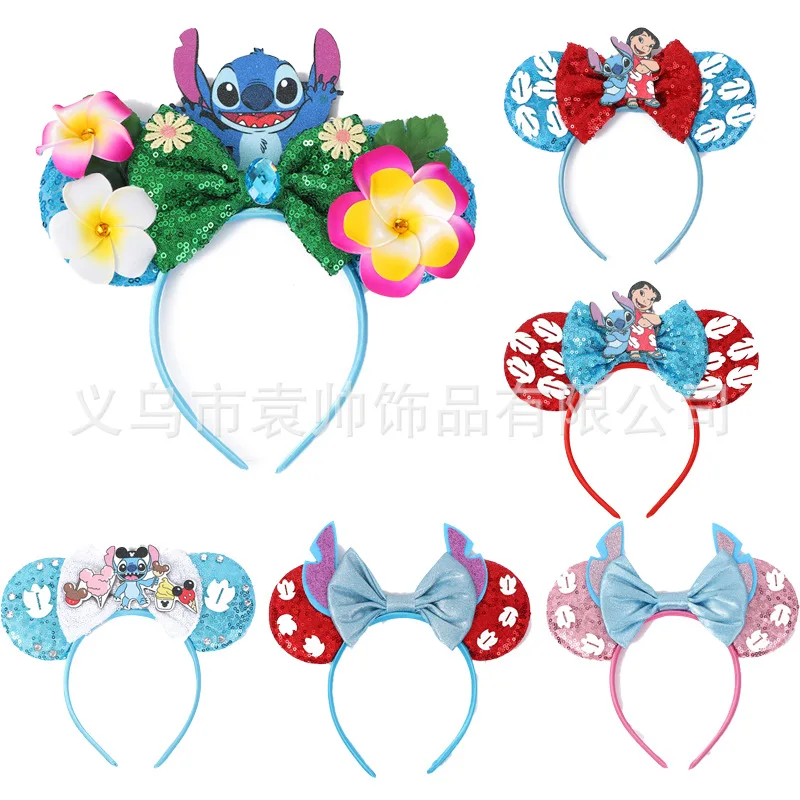 

Kawaii Disney Stitch Ear Headband Cute Cartoon Anime Stitch Bow Headbands Hair Accessories Disney Accessories Christmas Gift