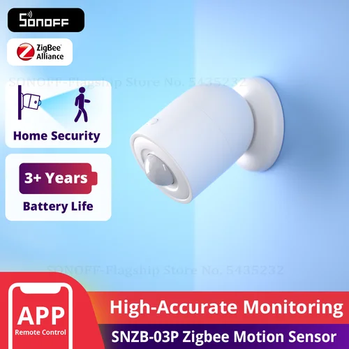 Imagen 1 del producto SONOFF-Sensor de movimiento ZigBee SNZB-03P, detección de luz inteligente, alarma de disparo de movimiento, funciona con ZBBridge a través de la aplicación eWeLink, Alexa y Google