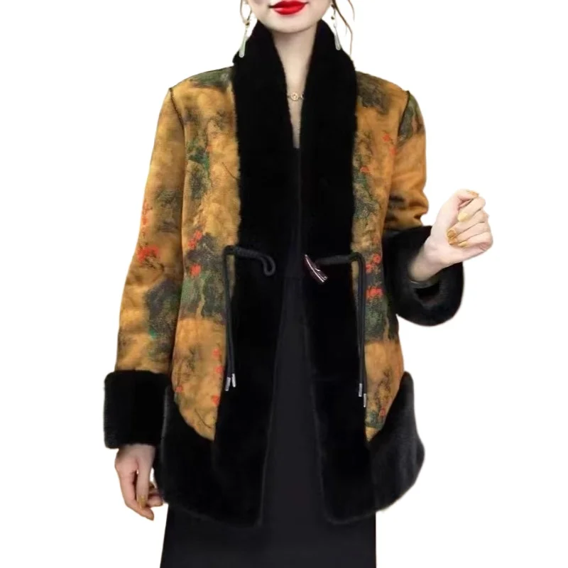 

Fashion Temperament Mother Clothing Cotton-padded Clothing Short Thickened Warm Cotton-padded Clothing Loose Ethnic Style Jacket