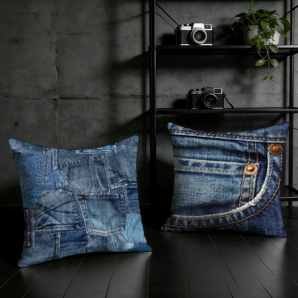 Photograph Of Old Jeans Cushion Cover Birthday Anniversary Gifts Double Sided Printed Zipper Cushion Cover Soft Skin Bedding
