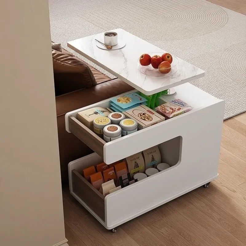 Multifunctional solid wood lifting edge table mobile sofa side cabinet small apartment coffee table can be lifted and lowered ro