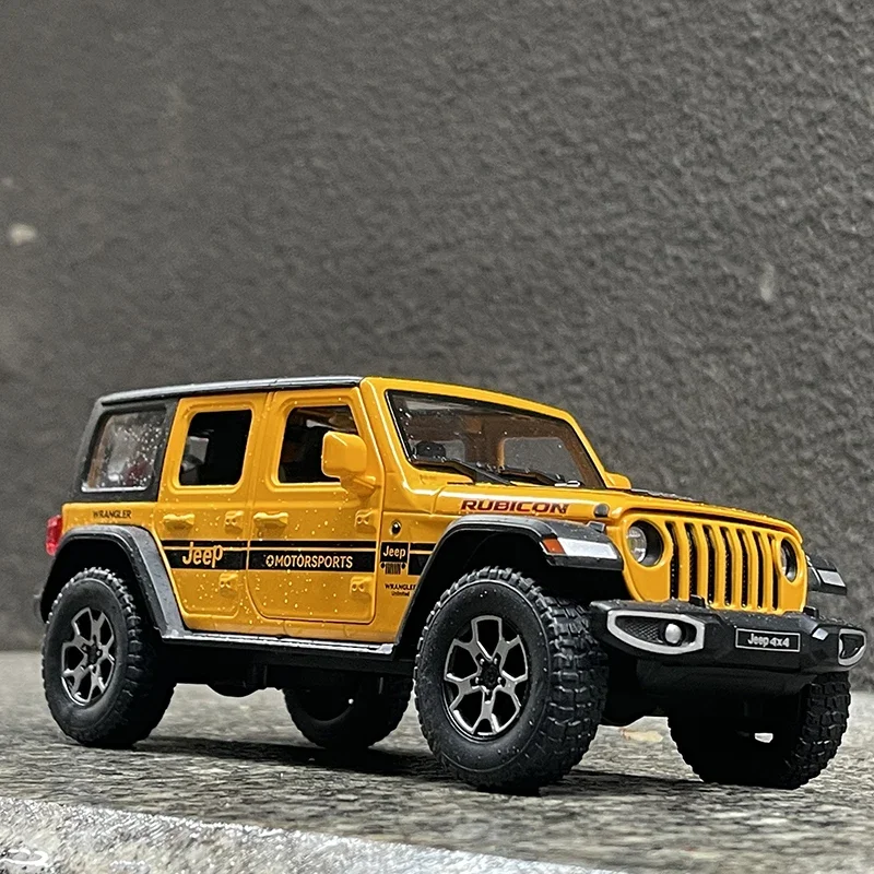 Jeeps Wrangler Rubicon Liga Diecasts & Toy Veículos, Metal Modelo de Carro, Som e Luz, Pull Back Coleção, Crianças Toy Presente, 1:22