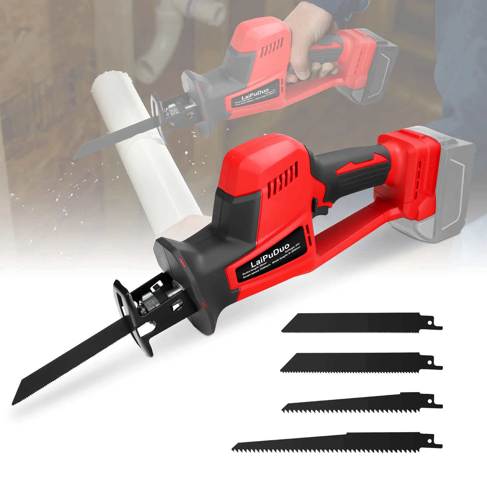

Cordless Reciprocating Saw Brushless 0-3100SPM Variable Speed Handheld Electric Saw Wood Metal Cutting for Milwaukee 18V Battery