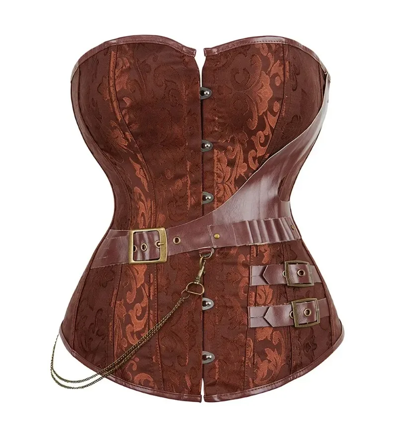 

Корсет в стиле стимпанк, кожаное пиратское белье, бурлеск, готический корсет с завышенной талией, бюстье, топ, винтажный Korsett, большие размеры