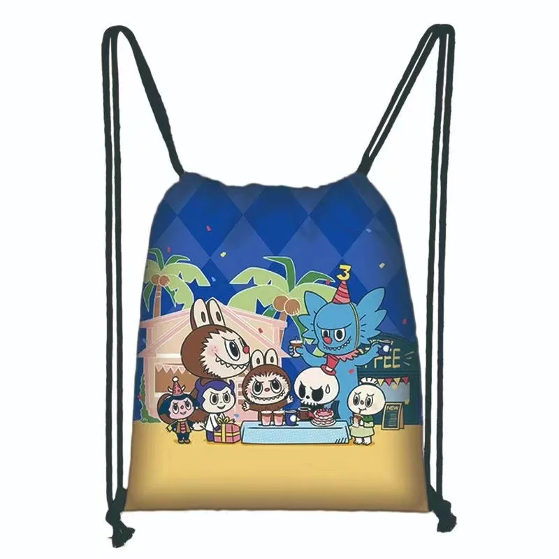 Creative High-value Full-print Drawstring Pocket Large-capacity Storage Bag Polyester Student Drawstring School Bag