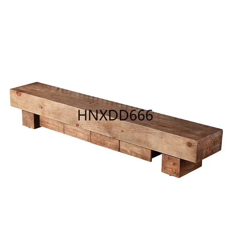 Nordic style log coffee table TV cabinet combination tea table foyer audio-visual low cabinet