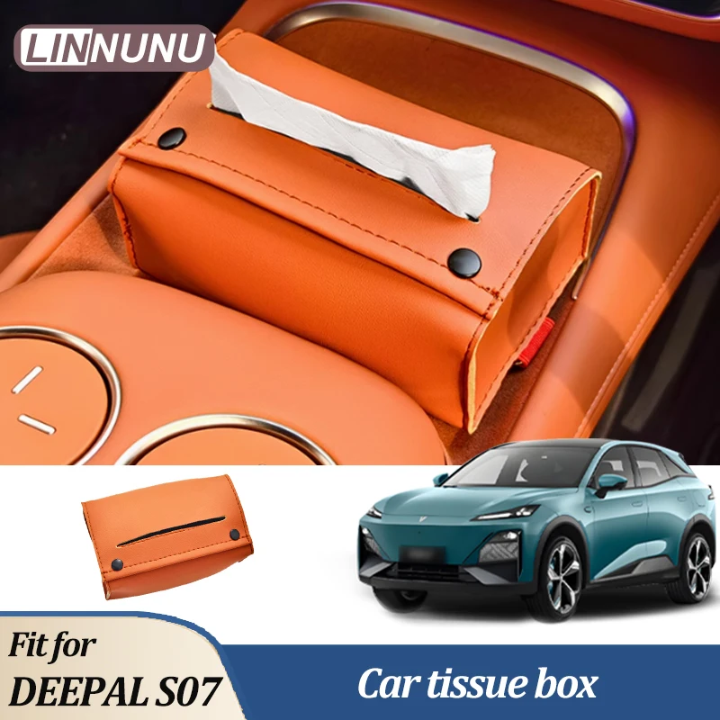 Linnunu Fit for Deepal S07 Car Tissue Box Bag Hanging Tissue Box Car Interior Tissue Storage Bag Box with Car Same Color Tissue Box Cover Car Interior Decoration Supplies Durable and Convenient Extraction