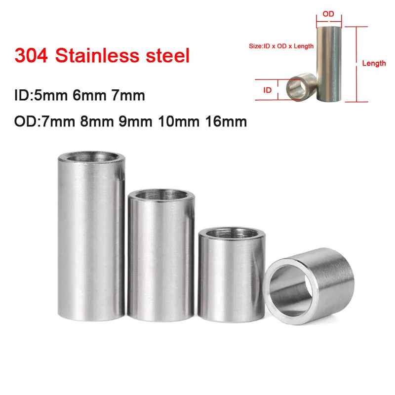 M5 M6 M7 304 Stainless Steel Bushing Washer Gasket Steel Sleeve Unthreaded Round Hollow Standoff Spacer Sleeve Od 7/8/9/10/16mm
