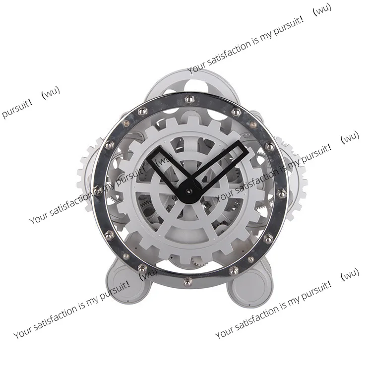 Living room clock European-style desk clock Double-leg gear rotating clock Creative clock Clock Stainless steel decorative watch