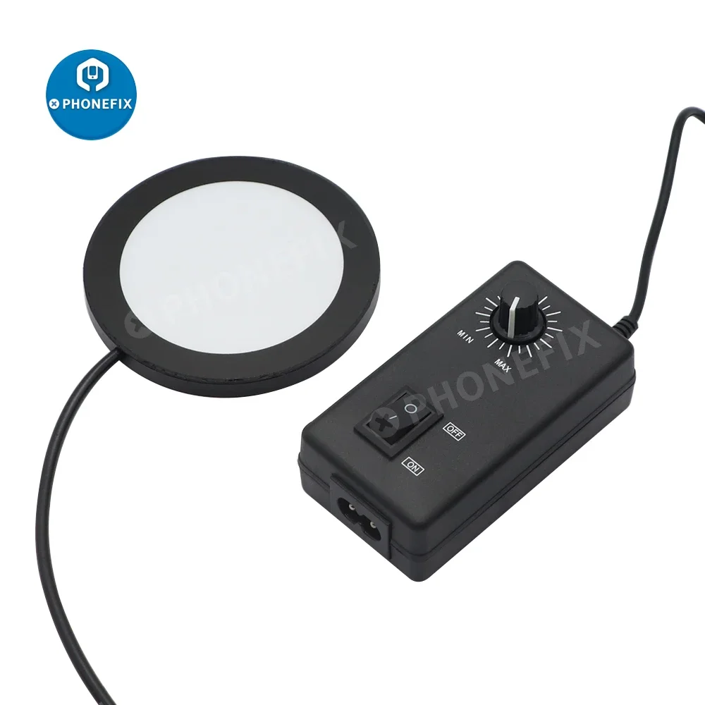 Imagem -03 - Brilho Ajustável Microscópio Anel Led Inferior Fonte de Luz Backlight Iluminador para Microscópio Trinocular Eliminar Sombra