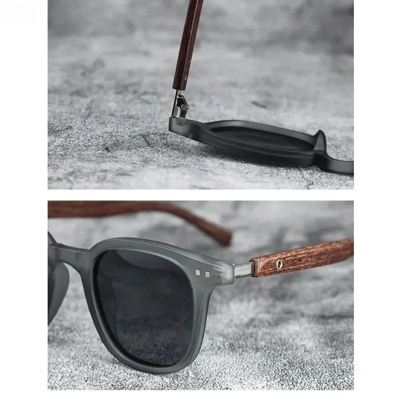 Sunglasses for Men Women's Trendy Retro Wood Grain Polarized UV Protection Eyewear Cycling Outdoor Street Photography - view 4