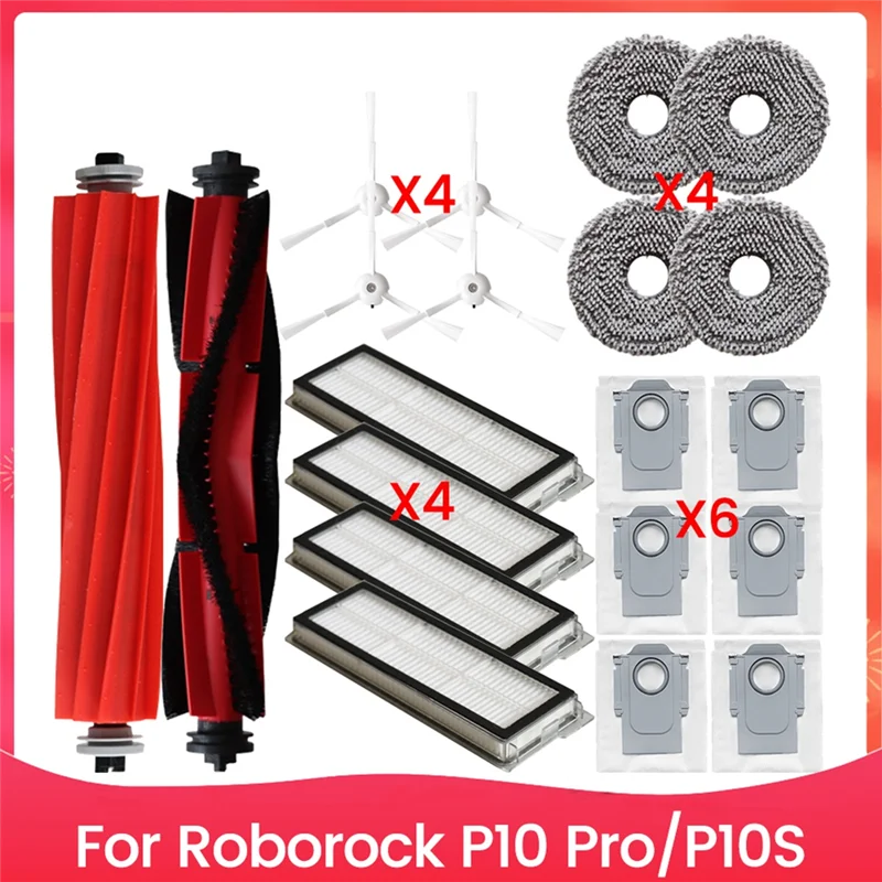 Baao-para roborock p10 pro/p10s peças de aspirador de pó escova lateral principal filtro hepa mop pano saco pó acessório limpeza eficiente