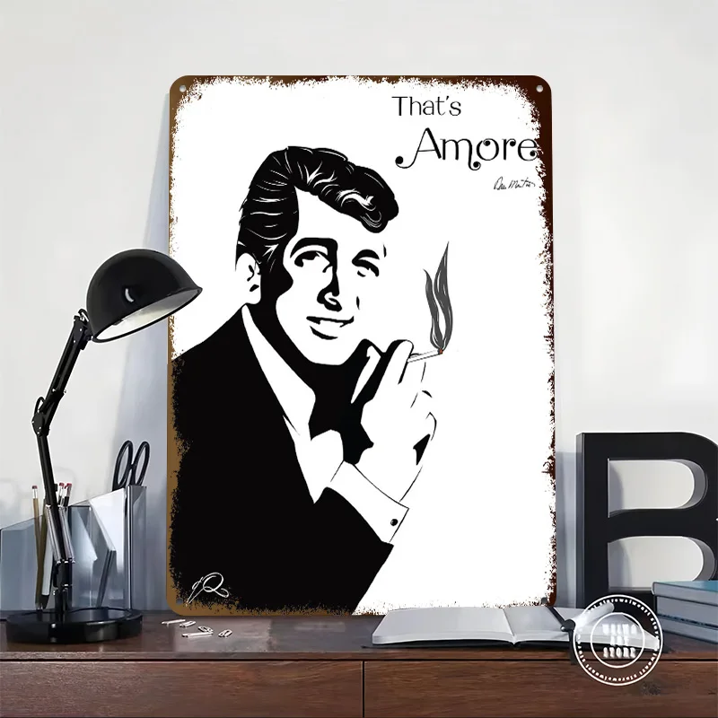 Dean Martin Amore 3D Texture Metal Poster Customized Wall Art Tin Sign Gift for Mancave Home Decor Room Accessories Wand Deko