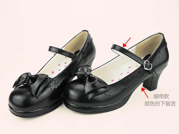 Sweet Lolita Shoes Tea Party Kawaii Princess Kawaii Shoes Vintage Lace Bowknot Round Head High Heel 6cm Shoes Loli Cosplay Cos