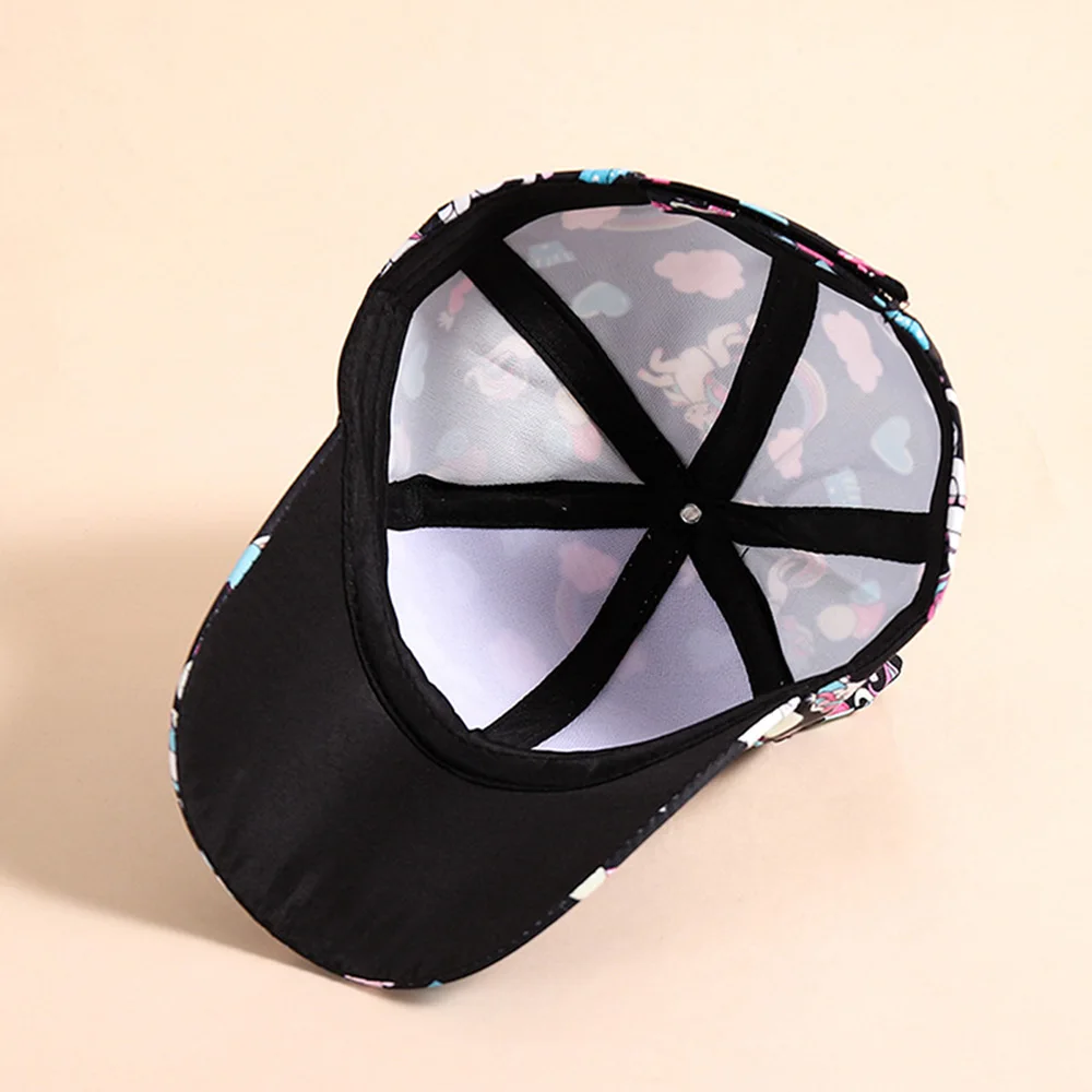 Children\'s Unicorn Print Baseball Cap Cute Cat Ears Outdoor Visor Girls Sun Hat For Kids 2-8 Years